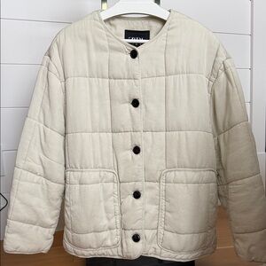 Zara Cream Quilted Button-Up Jacket